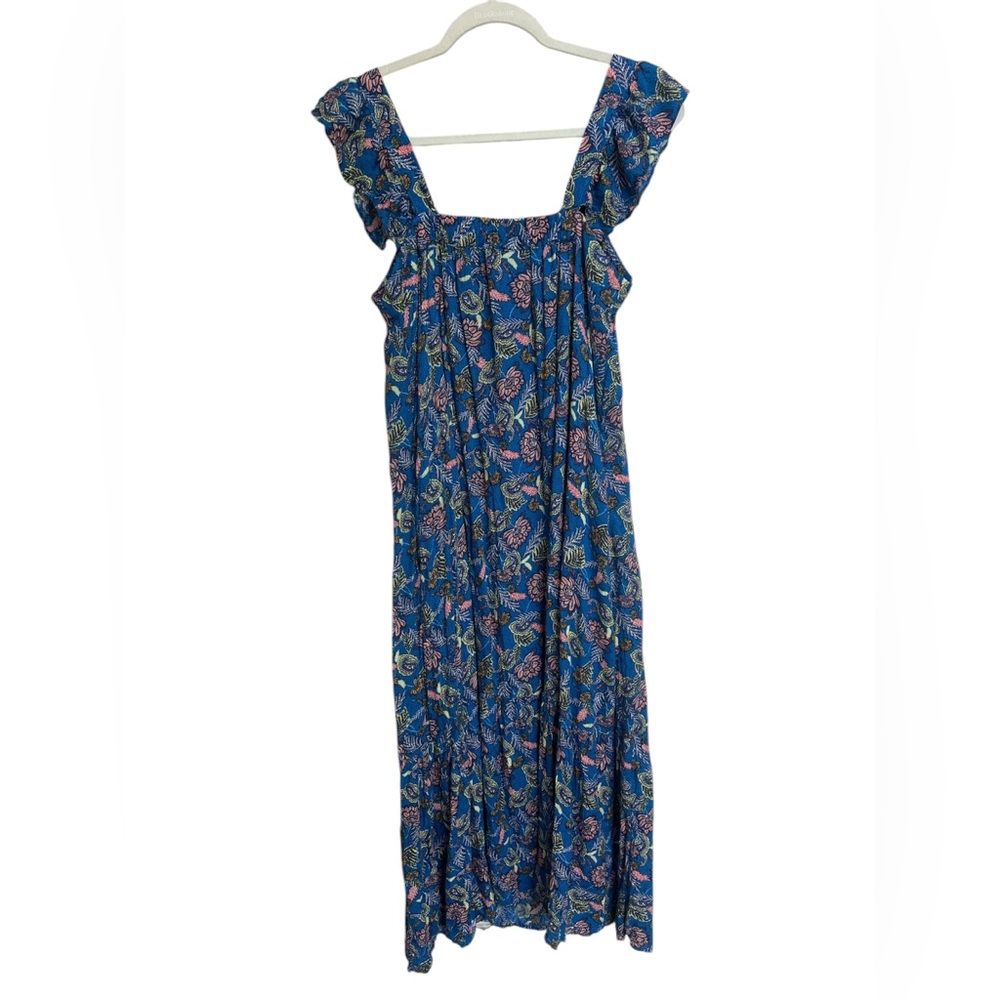 Knox Rose Blue Floral Boho Flutter Sleeve Dress Size Small
